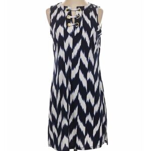 MICHAEL MICHAEL KORS WOMEN NAVY AND WHITE SHIFT SLEEVELESS DRESS SIZE XS